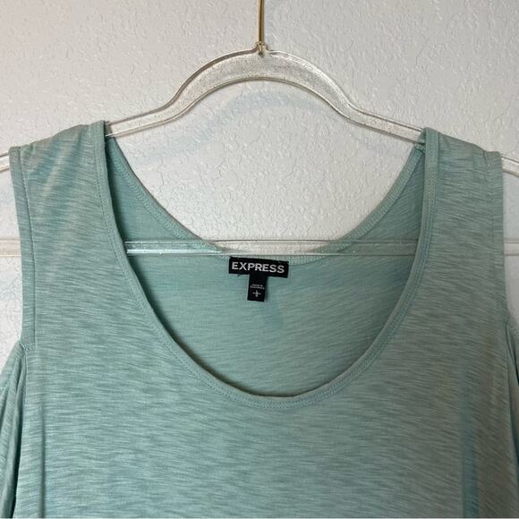 EXPRESS Seaglass Cold Shoulder Flowy Top w/ Flutter Sleeves Size L - Picture 2 of 5